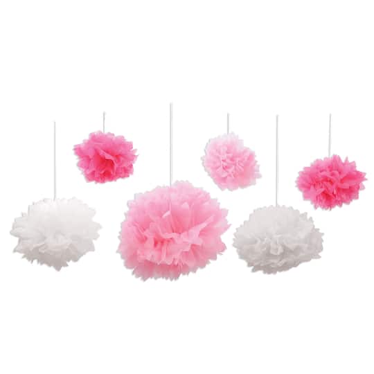 Michaels, Beistle Pink & White Tissue Fluff Balls Set – Category: Ceiling Decorations